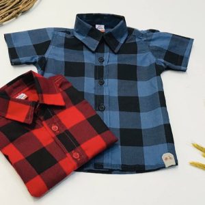 Camisa manga curta xadrez juvenil
