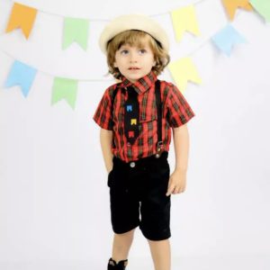 Camisa xadrez no Oxford com gravatinha