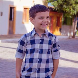 Camisa  xadrez manga longa em linho