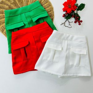 Short saia cargo em alfaiataria