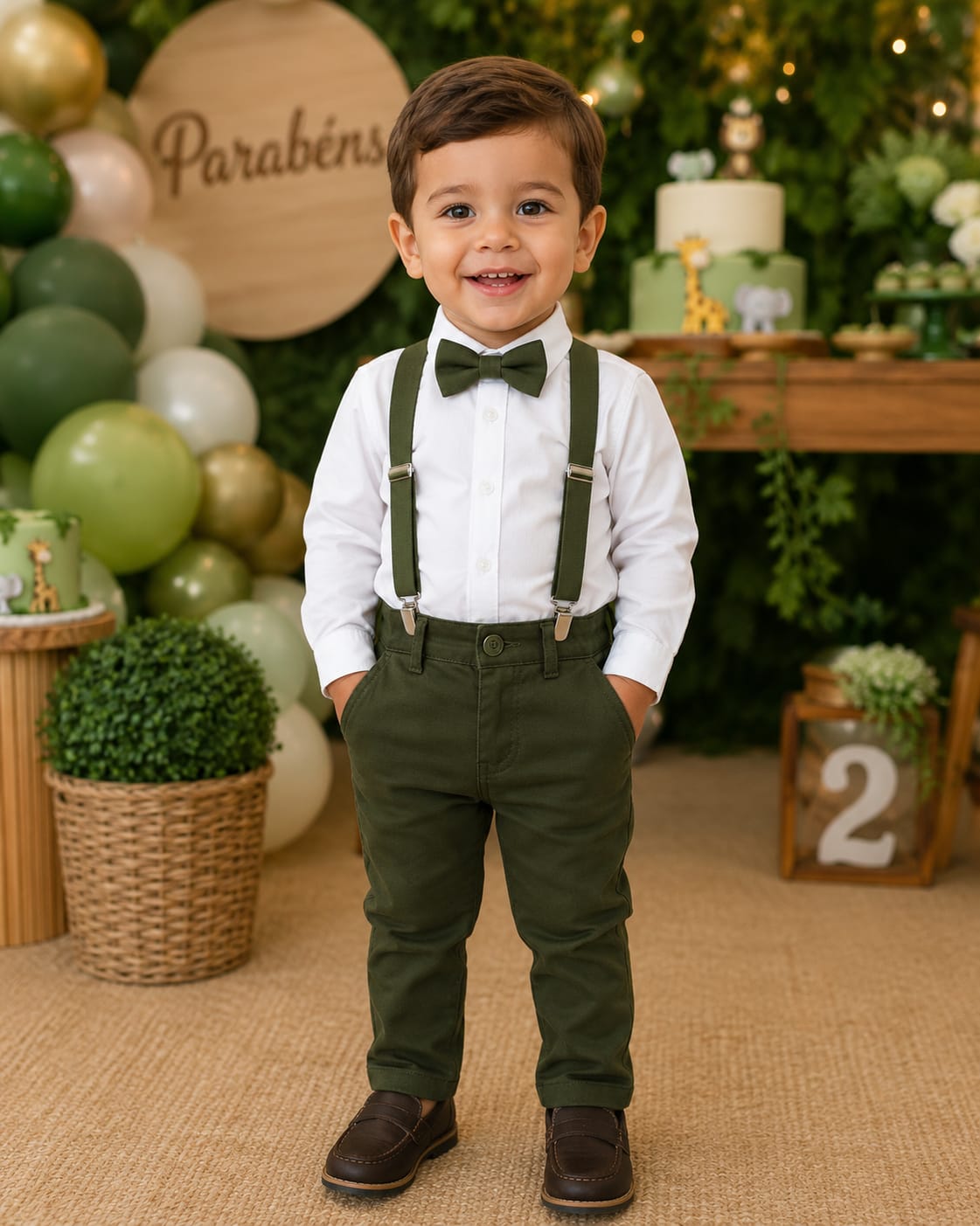 Conjunto suspesorio verde